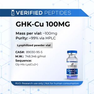 An information sheet for our 100MG GHK-Cu peptide.