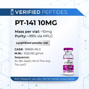 A peptide information sheet for the Verified Peptides PT 141 for sale.