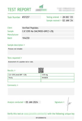 CJC1295 No Dac Lab Test January 2023