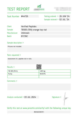 TB500 5mg July 2024 Lab Test Report