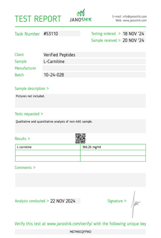 L-Carnitine Lab Test November 2024