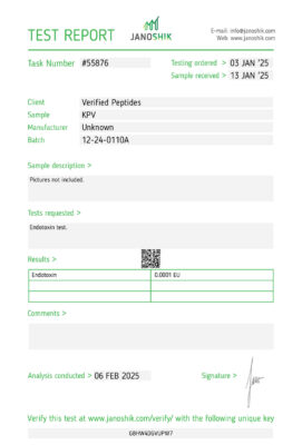 KPV Endotoxin Lab Report January 2025