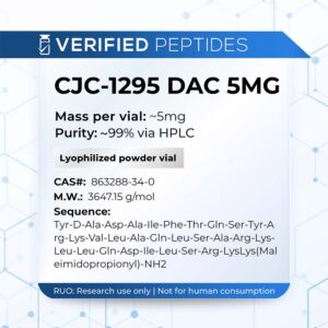 An information sheet for our 5MG CJC-1295 DAC peptide.