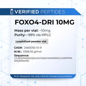 An information sheet for our 10MG FOXO4 DRI peptide.