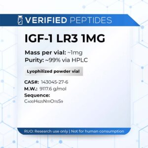 An information sheet for our 1MG IGF-1 LR3 peptide.