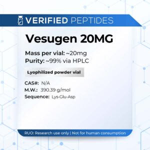 A peptide information sheet for the Verified Peptides Vesugen peptide.