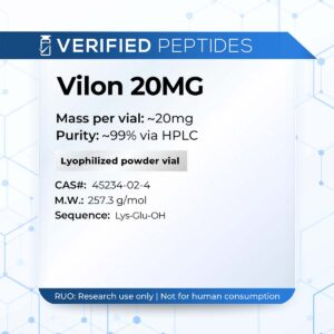 An information sheet for our 20MG Vilon peptide.