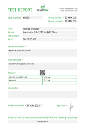 Ipamorelin CJC-1295 No DAC Lab Report Test May 2025