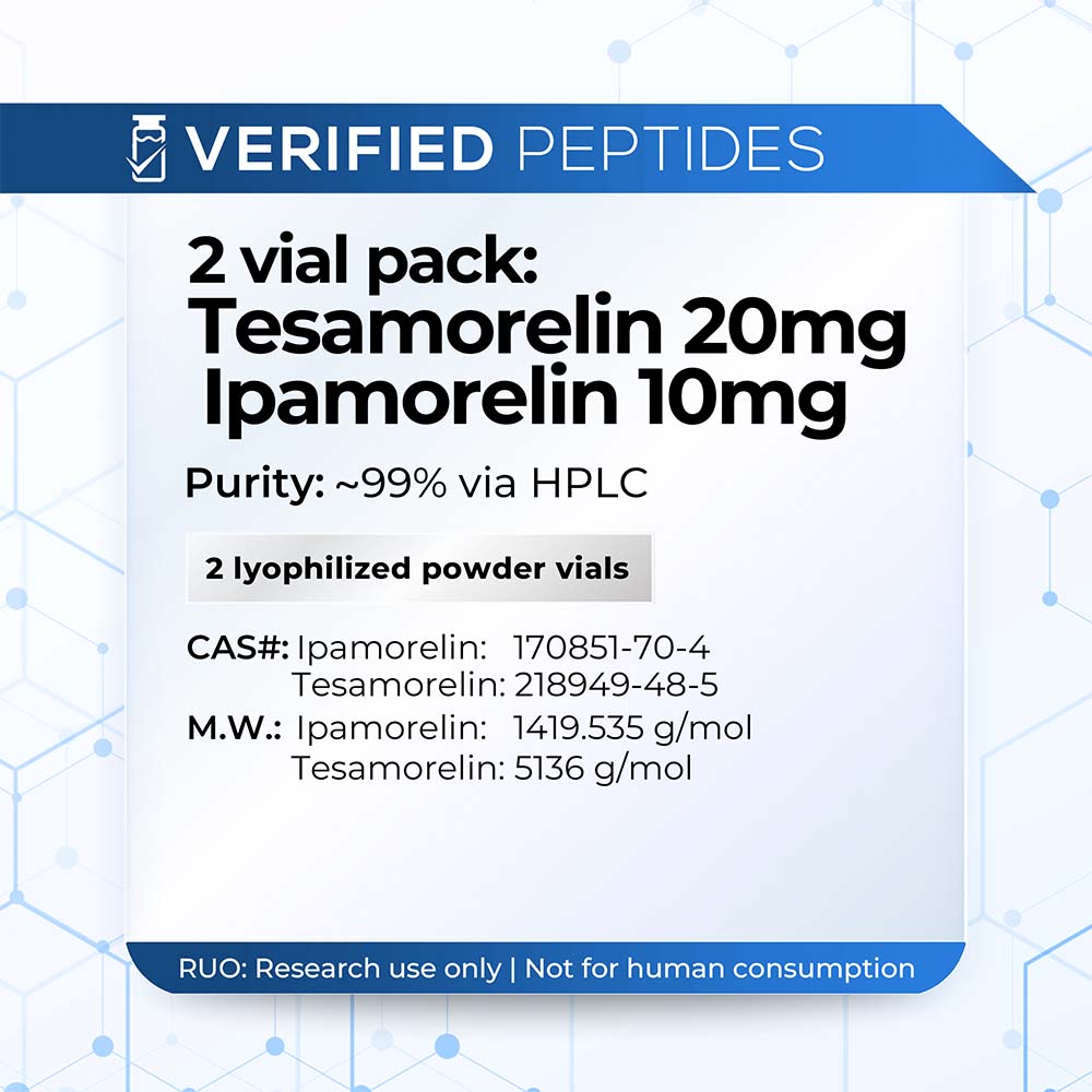 Ipamorelin 10mg vial with tesa 20mg vial