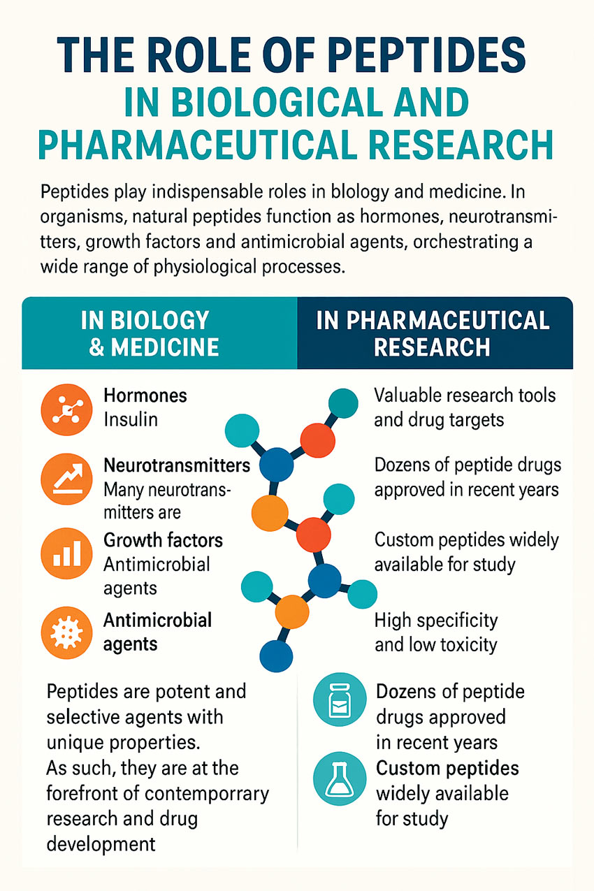 The role of peptides for hormones, biology, and pharmaceutical research
