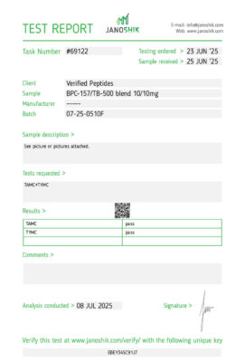 BPC157 TB500 Blend Sterility Report Test June 2025