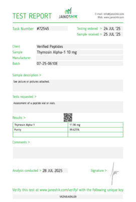Thymosin Alpha-1 Lab Test Report July 2025