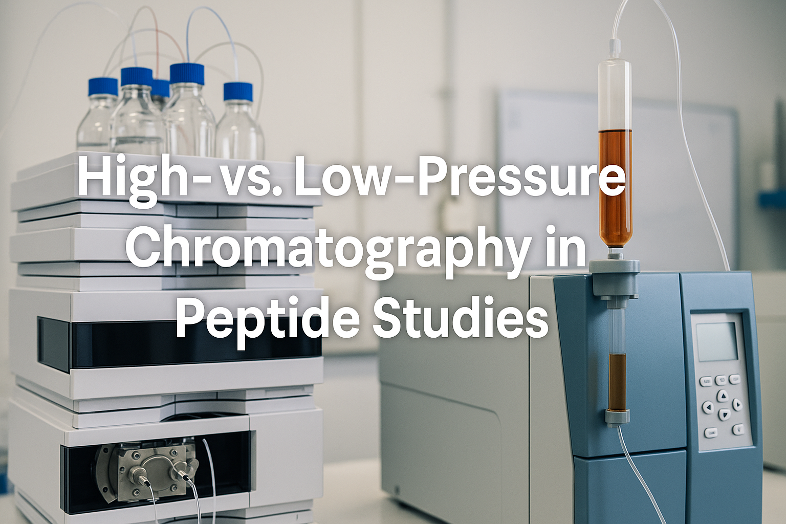 An explanation of high pressure vs low pressure chromatography in peptide studies.