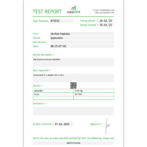 Ipamorelin Peptide Purity Certificate of Analysis Lab Test Report July 2025