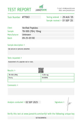 TB-500 Peptide Purity Certificate of Analysis Lab Test Report September 2025