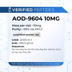 An information sheet for our 10MG AOD-9604 peptide.