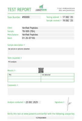TB500 (TB4) Peptide TFA Certificate of Analysis Lab Test Report December 2025