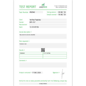 BPC-157 Peptide Endotoxin Certificate of Analysis Lab Test Report December 2025 sq