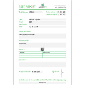 DSIP Peptide Endoxotin Certificate of Analysis Lab Test Report January 2026 sq