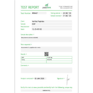 DSIP Peptide Purity Certificate of Analysis Lab Test Report January 2026 sq