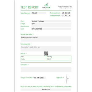 KPV Peptide Purity Certificate of Analysis Lab Test Report January 2026