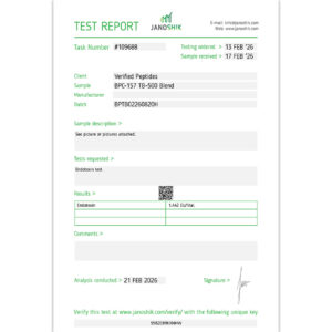 BPC-157 TB500 Blend Peptide Endotoxin Certificate of Analysis Lab Test Report February 2026