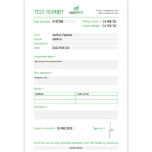 GHR-6 Peptide Endotoxin Certificate of Analysis Lab Test Report February 2026