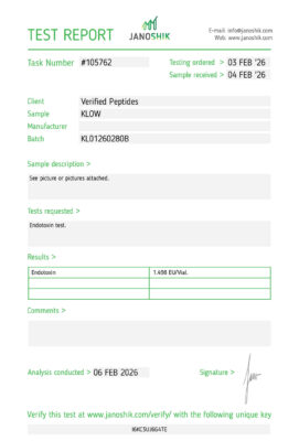 KLOW Peptide Endotoxin Certificate of Analysis Lab Test Report February 2026
