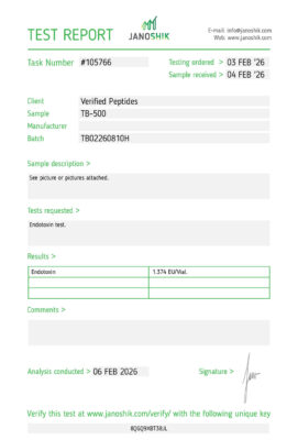 TB-500 Peptide Endotoxin Certificate of Analysis Lab Test Report February 2026