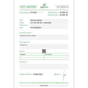 Ipamorelin CJC1295 Peptide Endotoxin Certificate of Analysis Lab Test Report March 2026