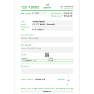Ipamorelin CJC1295 Peptide Purity Certificate of Analysis Lab Test Report March 2026